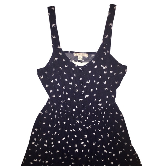 Sundress w/ Birds Cut Out Back Sleeveless Asymmetrical Navy Adam Levine Large - Picture 3 of 16